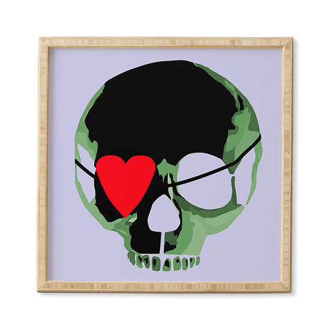 Amy Smith Green Skull With Heart Eyepatch Framed Wall Art