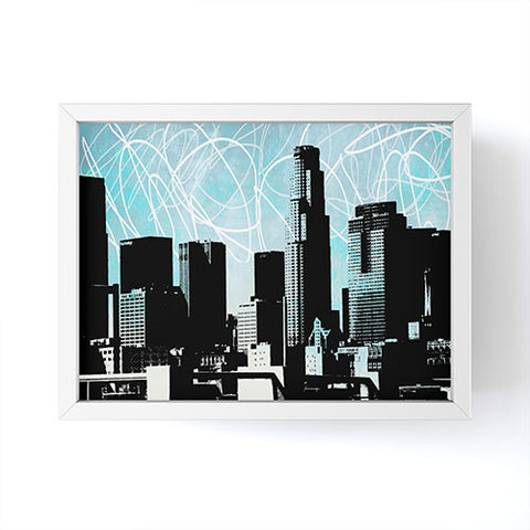 Amy Smith LA skyline blue Framed Mini Art Print
