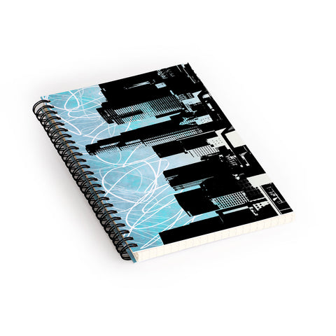 Amy Smith LA skyline blue Spiral Notebook
