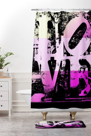 Amy Smith Philadelphia Love Pink Shower Curtain And Mat