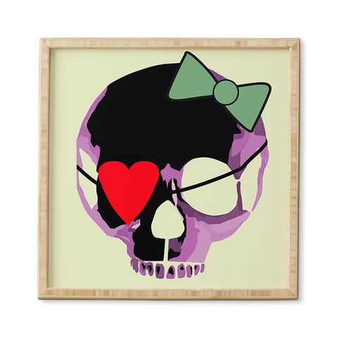 Amy Smith Pink Skull Heart With Bow Framed Wall Art