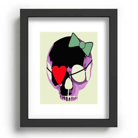Amy Smith Pink Skull Heart With Bow Recessed Framing Rectangle