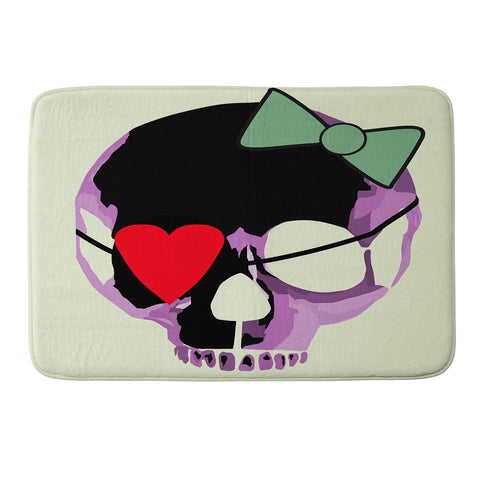 Amy Smith Pink Skull Heart With Bow Memory Foam Bath Mat
