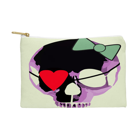 Amy Smith Pink Skull Heart With Bow Pouch