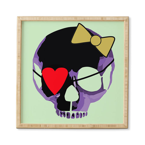 Amy Smith Purple Skull With Bow Framed Wall Art