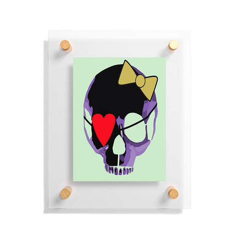 Amy Smith Purple Skull With Bow Floating Acrylic Print