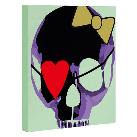 Amy Smith Purple Skull With Bow Art Canvas