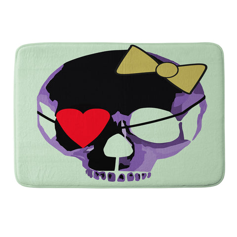 Amy Smith Purple Skull With Bow Memory Foam Bath Mat