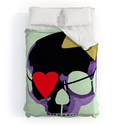 Amy Smith Purple Skull With Bow Duvet Cover