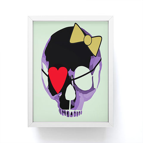 Amy Smith Purple Skull With Bow Framed Mini Art Print
