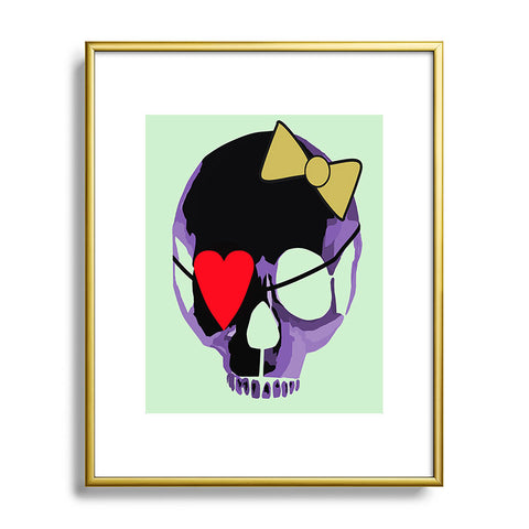 Amy Smith Purple Skull With Bow Metal Framed Art Print