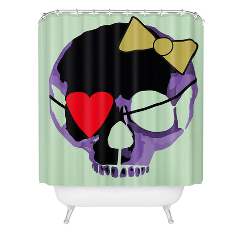 Amy Smith Purple Skull With Bow Shower Curtain
