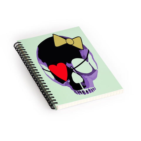 Amy Smith Purple Skull With Bow Spiral Notebook