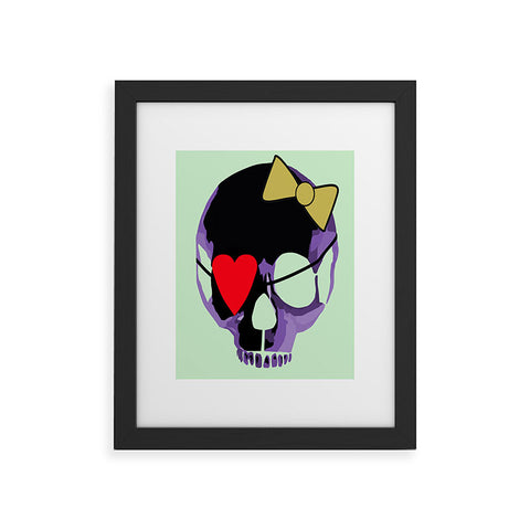 Amy Smith Purple Skull With Bow Framed Art Print