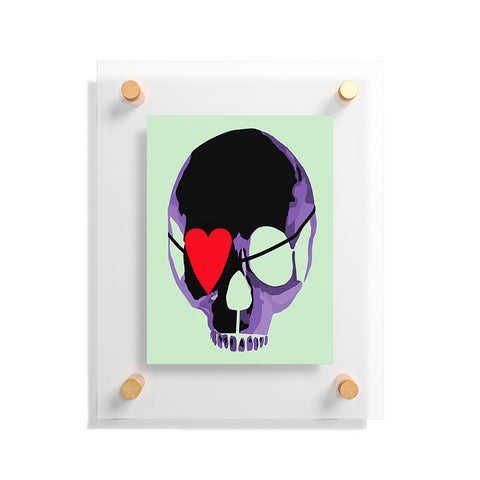 Amy Smith Purple Skull With Heart Eyepatch Floating Acrylic Print