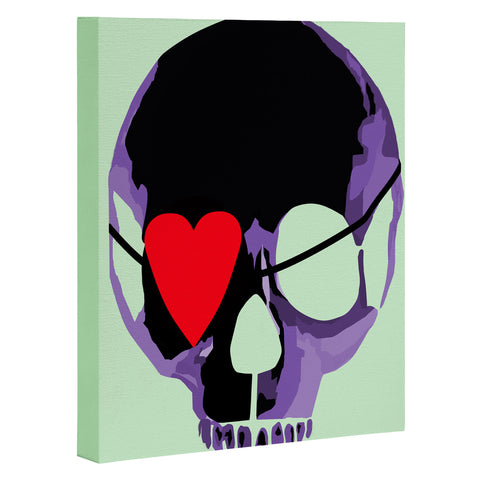 Amy Smith Purple Skull With Heart Eyepatch Art Canvas