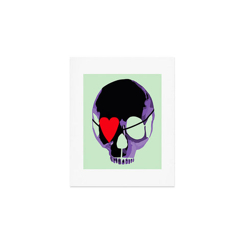 Amy Smith Purple Skull With Heart Eyepatch Art Print