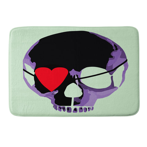 Amy Smith Purple Skull With Heart Eyepatch Memory Foam Bath Mat
