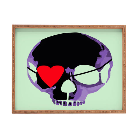 Amy Smith Purple Skull With Heart Eyepatch Rectangular Tray
