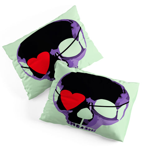 Amy Smith Purple Skull With Heart Eyepatch Pillow Shams