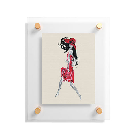 Amy Smith Red Dress Floating Acrylic Print