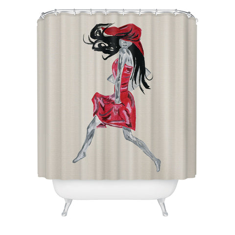 Amy Smith Red Dress Shower Curtain