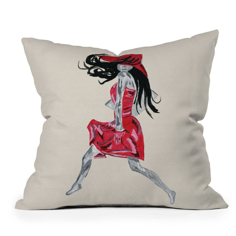 Amy Smith Red Dress Throw Pillow