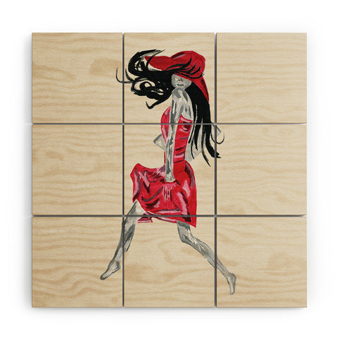 Amy Smith Red Dress Wood Wall Mural