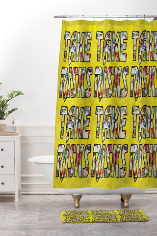 Amy Smith Take Risks and Repeat Shower Curtain And Mat