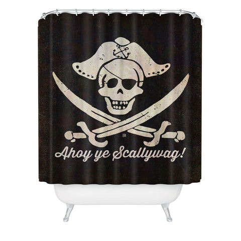 Anderson Design Group Ahoy Ye Scallywag Pirate Flag Shower Curtain