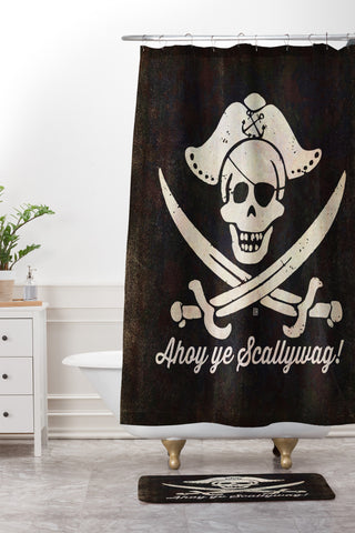 Anderson Design Group Ahoy Ye Scallywag Pirate Flag Shower Curtain And Mat