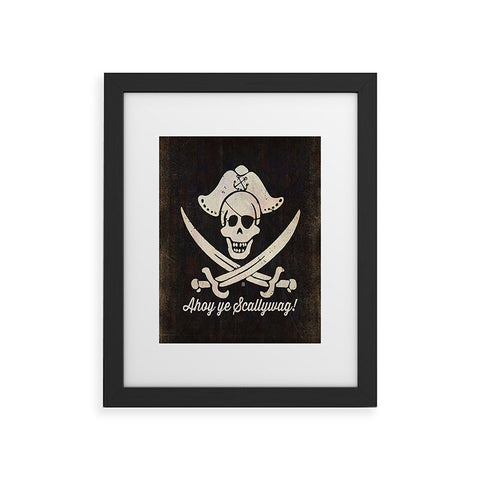 Anderson Design Group Ahoy Ye Scallywag Pirate Flag Framed Art Print
