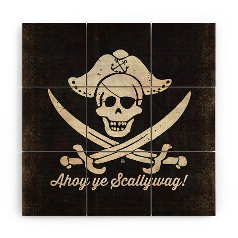 Anderson Design Group Ahoy Ye Scallywag Pirate Flag Wood Wall Mural