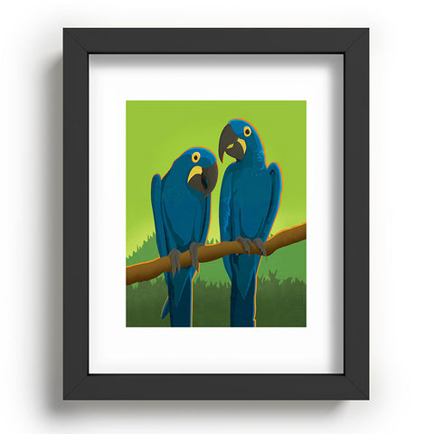 Anderson Design Group Blue Maccaw Parrots Recessed Framing Rectangle