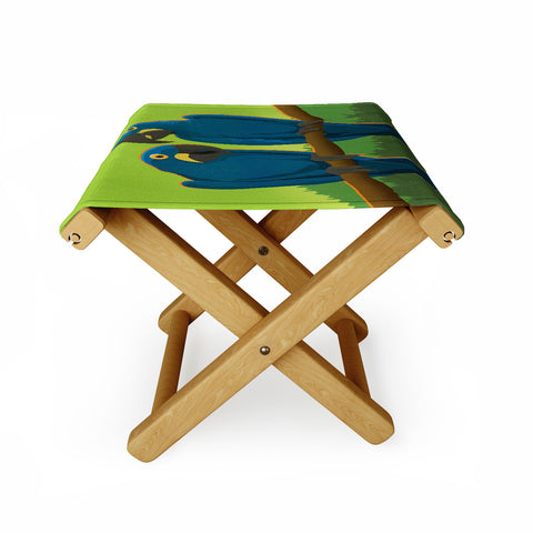 Anderson Design Group Blue Maccaw Parrots Folding Stool