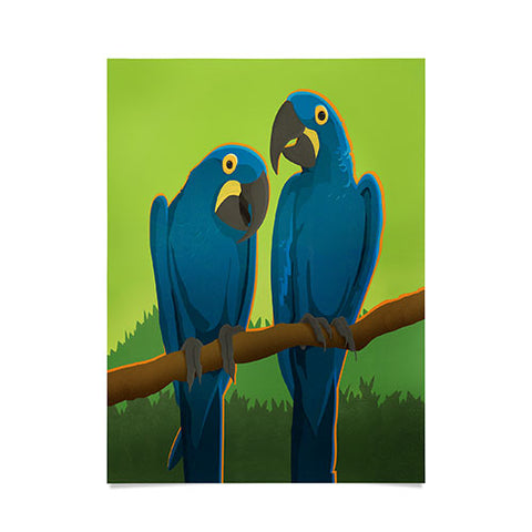 Anderson Design Group Blue Maccaw Parrots Poster