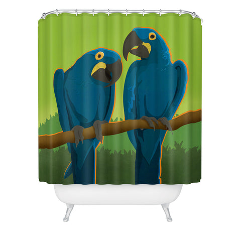 Anderson Design Group Blue Maccaw Parrots Shower Curtain