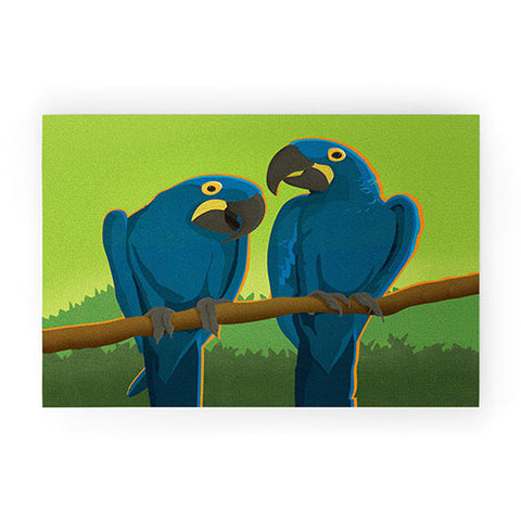 Anderson Design Group Blue Maccaw Parrots Welcome Mat