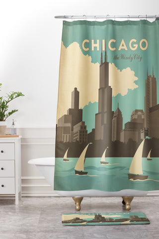 Anderson Design Group Chicago Shower Curtain And Mat