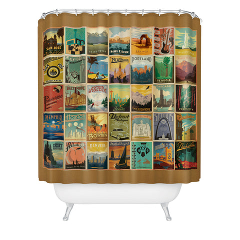Anderson Design Group City Pattern Border Shower Curtain