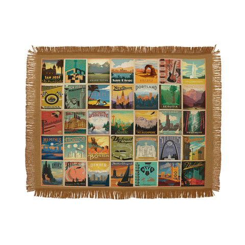 Anderson Design Group City Pattern Border Throw Blanket
