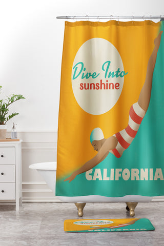 Anderson Design Group Dive California Shower Curtain And Mat