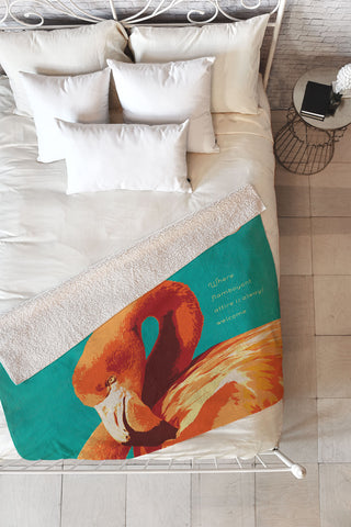 Anderson Design Group Flamingo Lounge Fleece Throw Blanket