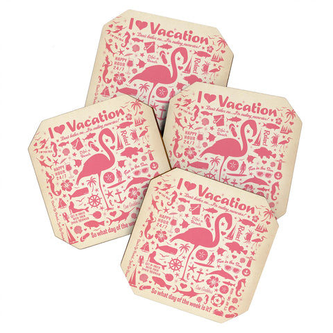 Anderson Design Group Flamingo Pattern Coaster Set
