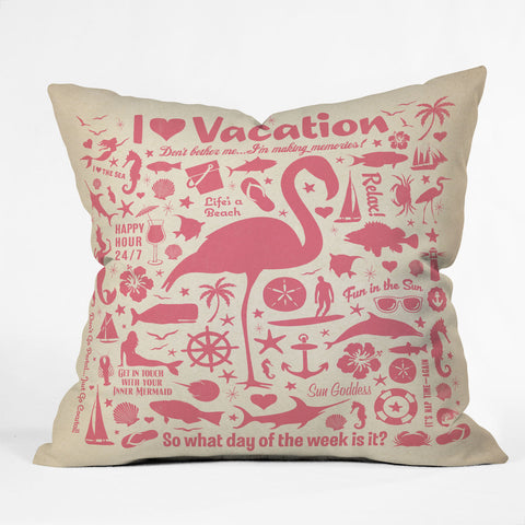 Anderson Design Group Flamingo Pattern Outdoor Throw Pillow