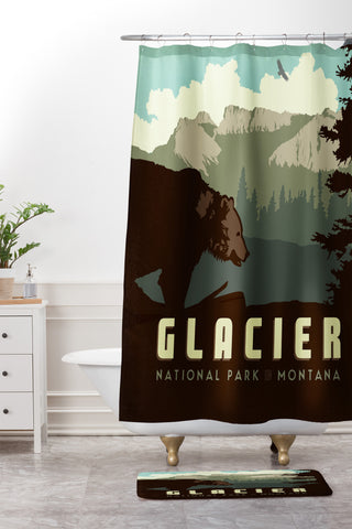 Anderson Design Group Glacier National Park Shower Curtain And Mat
