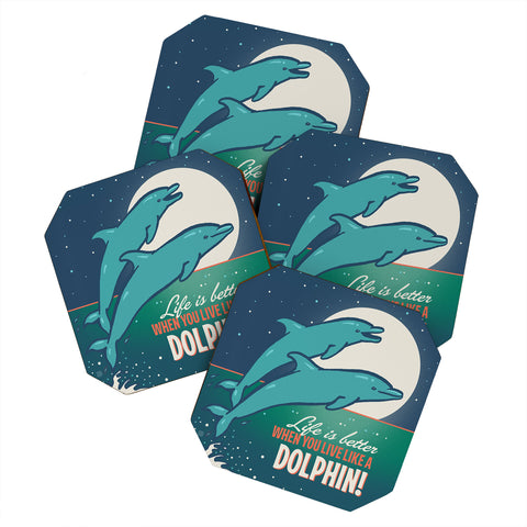 Anderson Design Group Live Like A Dolphin Coaster Set
