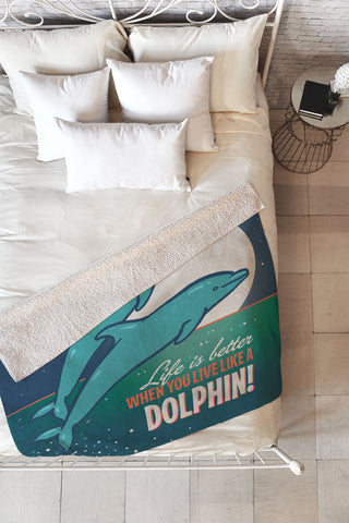 Anderson Design Group Live Like A Dolphin Fleece Throw Blanket