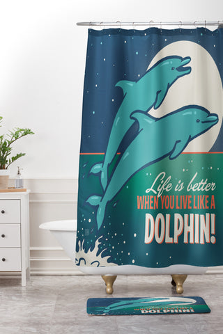 Anderson Design Group Live Like A Dolphin Shower Curtain And Mat
