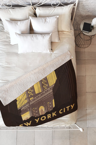 Anderson Design Group NYC Manhattan Bridge Fleece Throw Blanket
